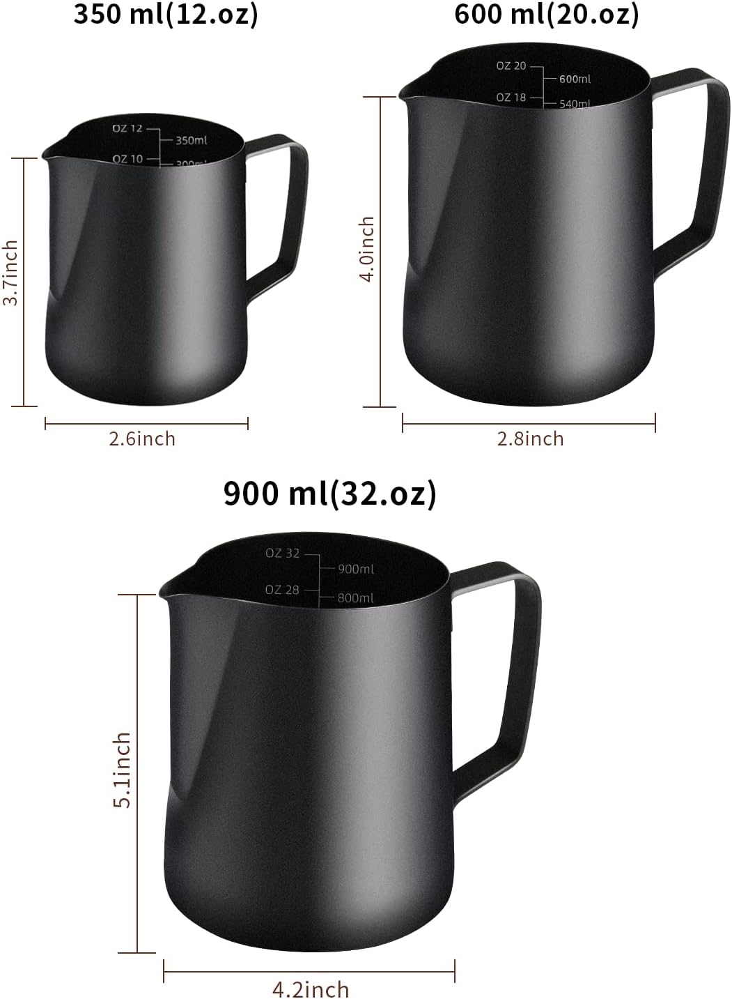 Stainless Steel Espresso Milk Frothing Pitcher - 12OZ/350ML Coffee Milk Frother Cup with Decorating Art Pen for Espresso Machine, Latte Art
