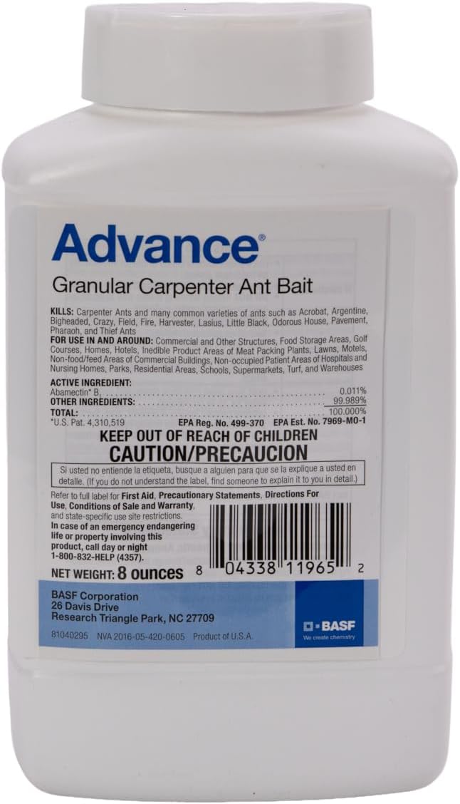 BASF Advance Carpenter Ant Bait Granules, Ready to Use Indoor or Outdoor, Attracts and Controls Ants, 8 oz