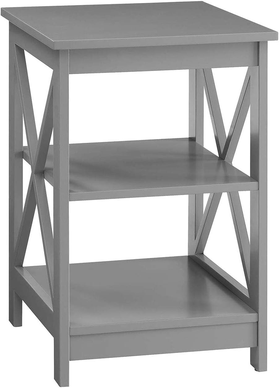 Convenience Concepts Oxford End Table 15.75" - Modern Living Room Table with Storage Shelves, Transitional Nightstand Side Table for Home Decor and Display, Espresso