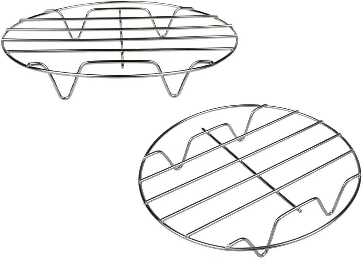 8 Inch Cooking Rack Round 304 Stainless Steel Cooling Racks Baking and Cooling Steaming Rack w Stand Cookware for Air Fryer Pressure Cooker Canning 2Pcs