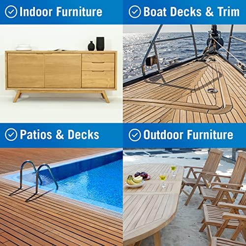 Teak Cleaner and Brightener for Wood, Teak Oil or Sealer for Boats, Indoor