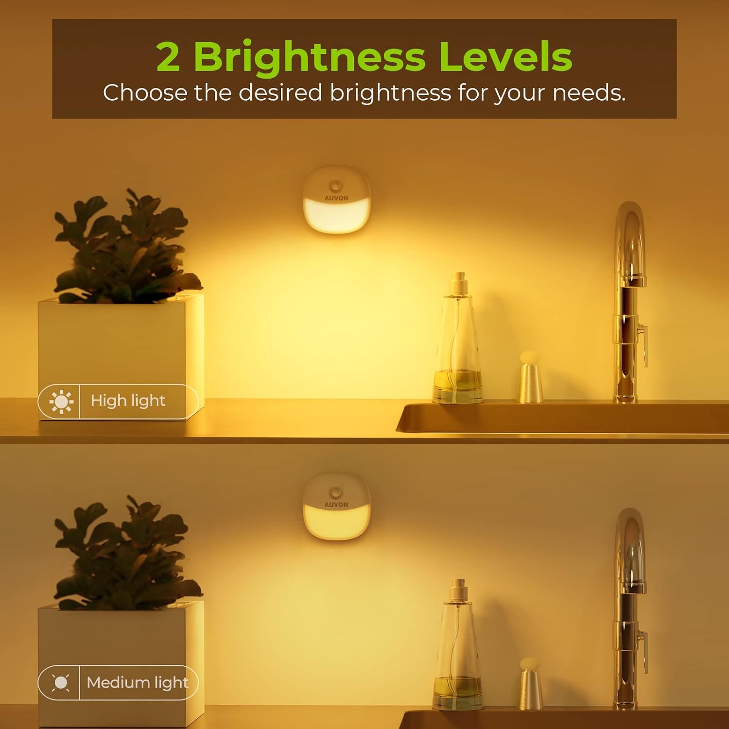 AUVON Magnetic Rechargeable Night Light, Motion & Dusk-Dawn Sensor, 4 Packs