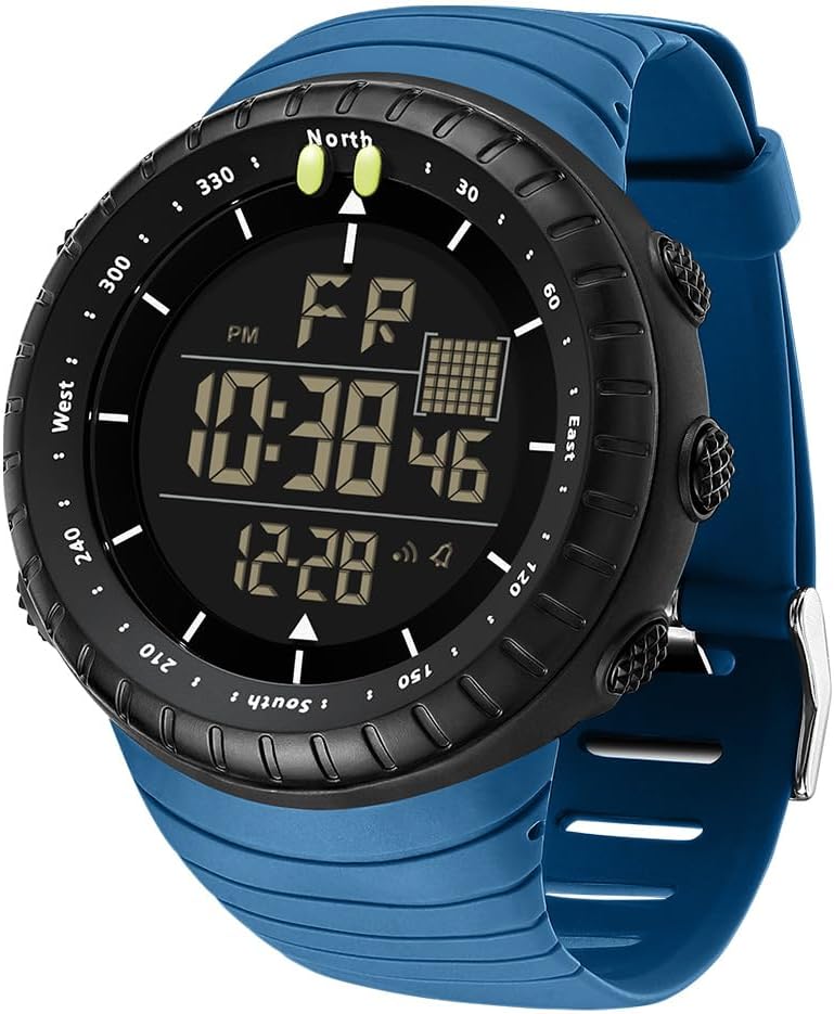 Gosasa Men Sport Watch Countdown Stopwatch Watch Mens Wrist Watch Waterproof LED Electronic Digital Male Watch 12/24 Hour Multifunctional Watch