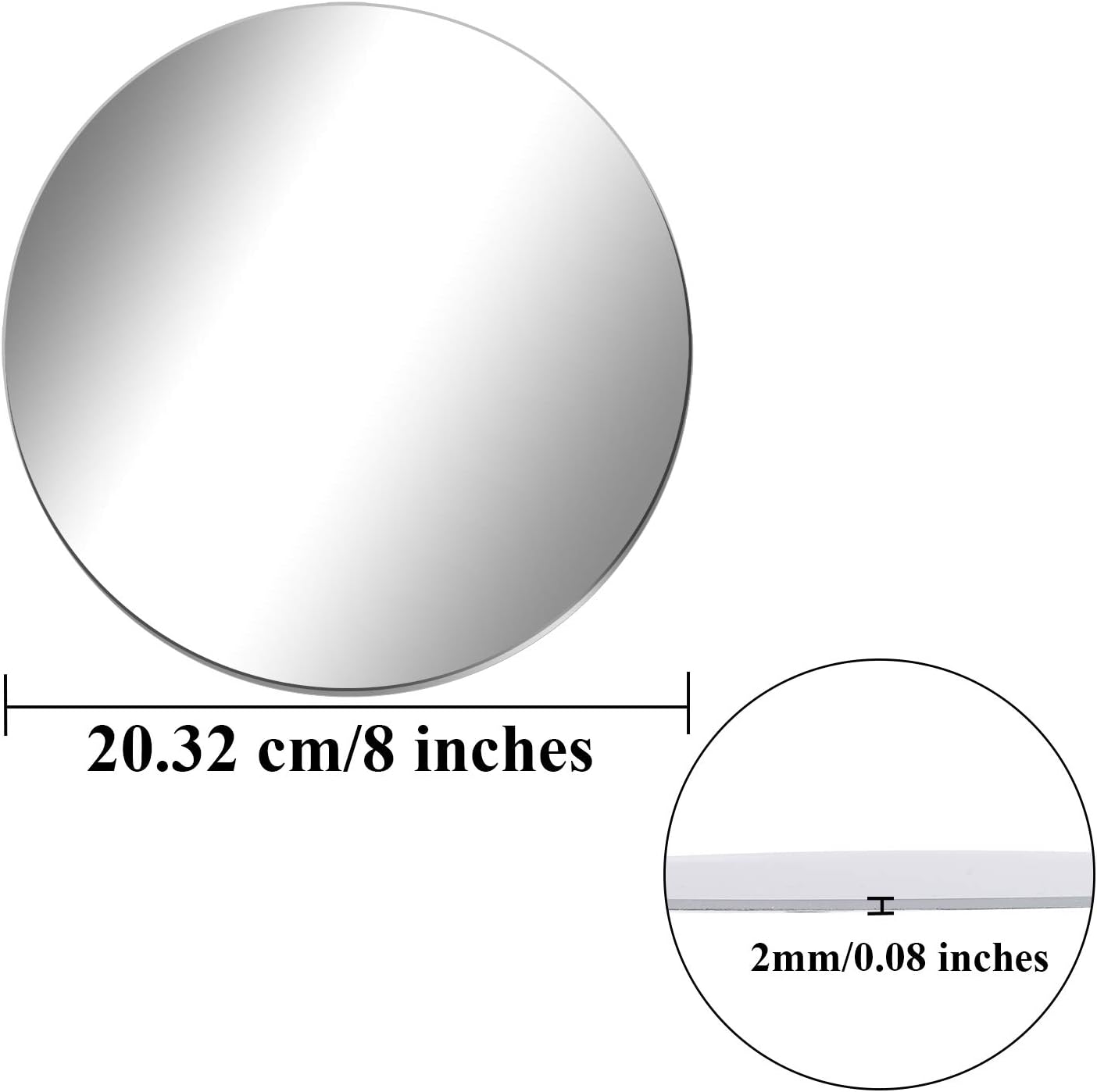 Aneco Acrylic Round Mirrors Non Glass Round Mirror Plate Self Adhesive Mirror Stickers for Home Wall Decor or Wedding Table Centerpiece