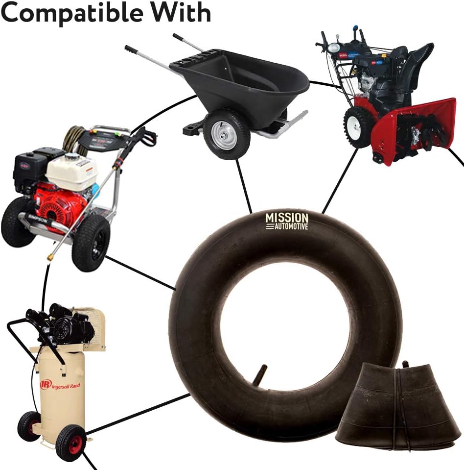 Mission Automotive 4.80/4.00-8 in Tire Inner Tubes for Wheelbarrow Wheels - Fits Trailer Tire Tube - Pack of 2