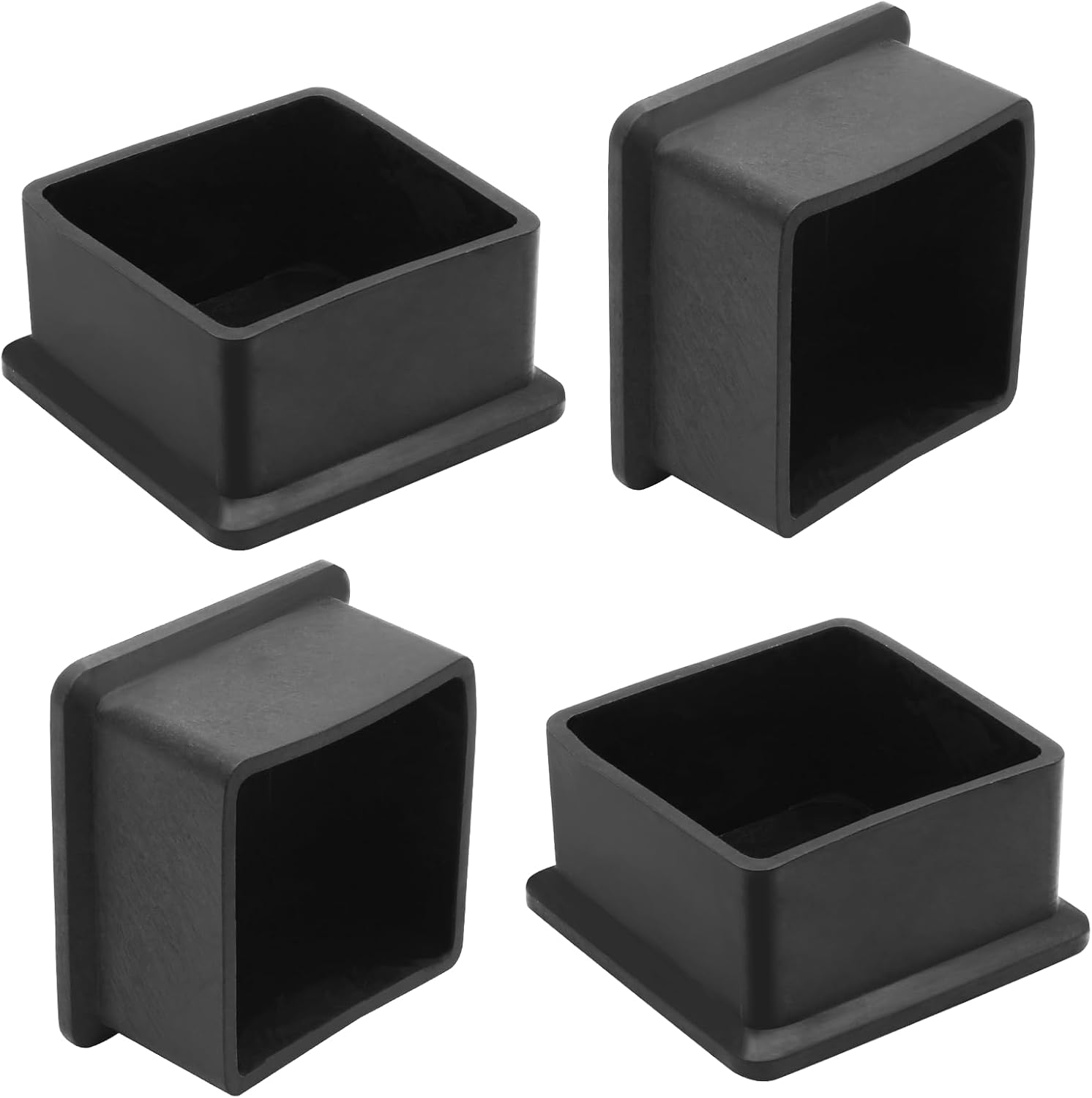 Bonsicoky 20Pcs Rectangle Rubber Furniture Leg Caps (3/4" x 1-1/2"), Vinyl Flexible Chair Leg Floor Protectors for Patio Indoor Chair Table Bed