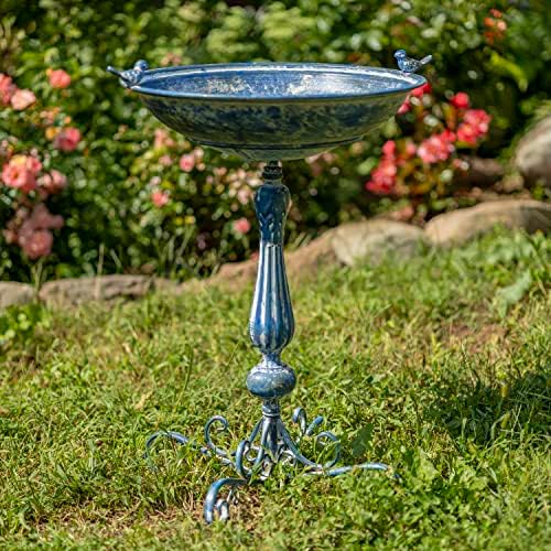 Zaer Ltd. Pedestal Style Birdbath (Blue)