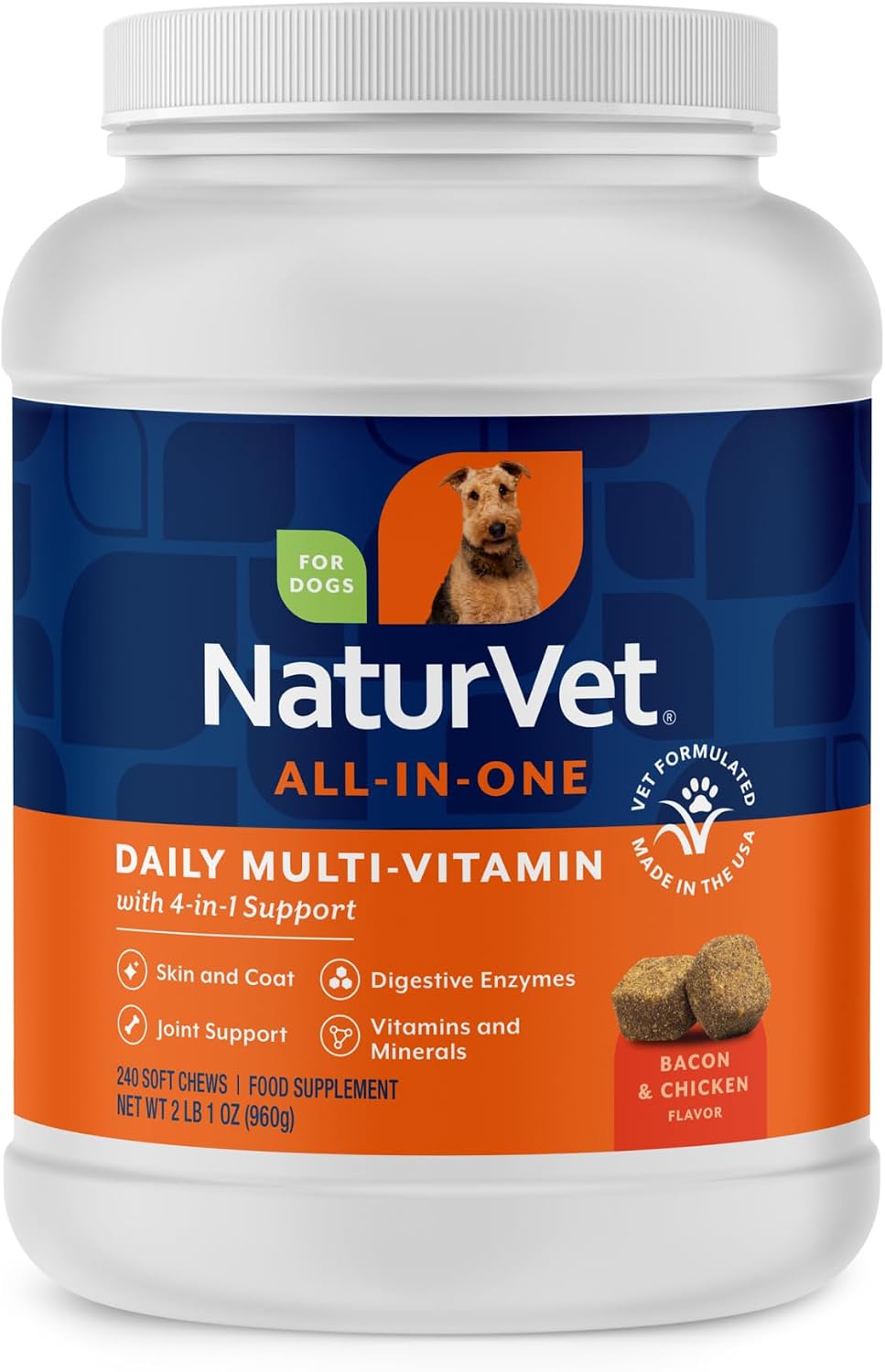 NaturVet All-in-One Cat & Dog Supplement Daily Multivitamin - 13 Oz Powder | Daily Multivitamin for Dogs & Cats - Supports Digestion, Skin & Coat with Omega-3, 6, 9 in a Wheat-Free Formula, 13 Oz Powder
