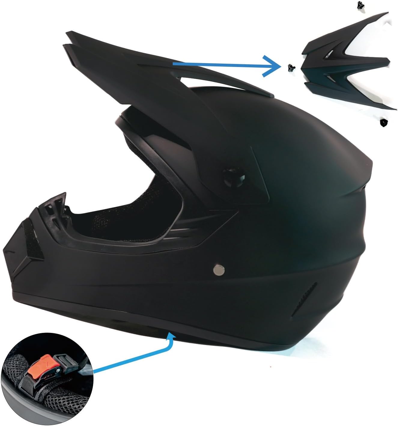 Dirt Bike Helmets Black Fullface DOT Motorcycle E Bike ATV Helmet