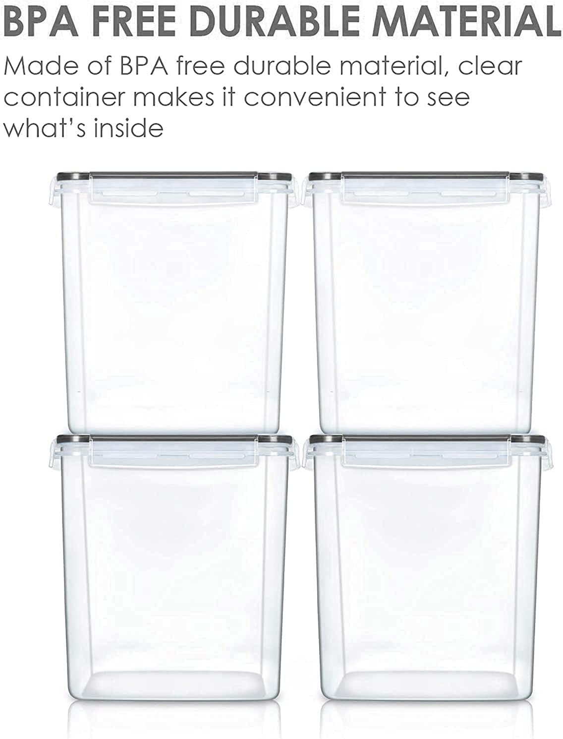 Vtopmart 5.2L Flour Sugar Storage Containers, 4 PCS, Black