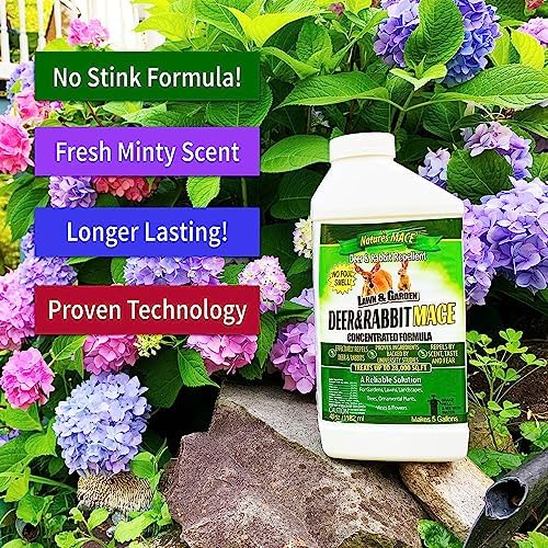 Nature's MACE Deer & Rabbit Repellent 40 oz Concentrate | Deer Repellent Spray for Plants, Lawns, Flowers & Gardens, Plant Safe, Protect Plants Fast, All-Season Protection.