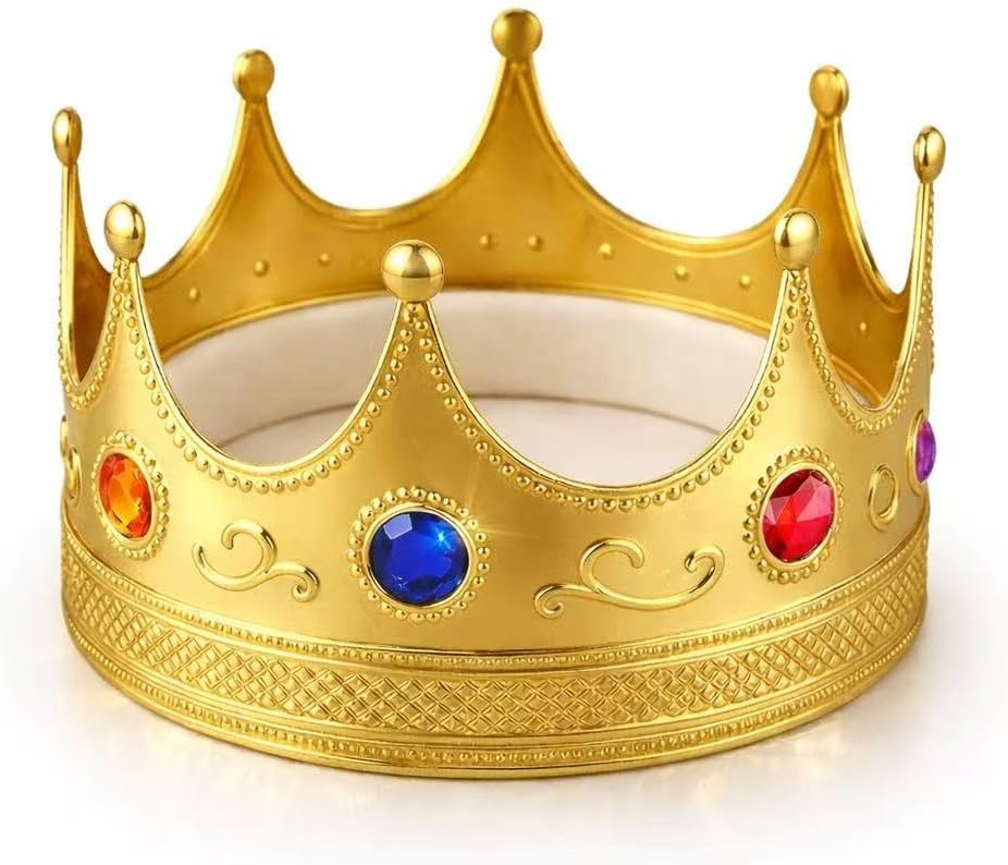 Adorox Gold Royal King Plastic Crown Prince Costume Accessory