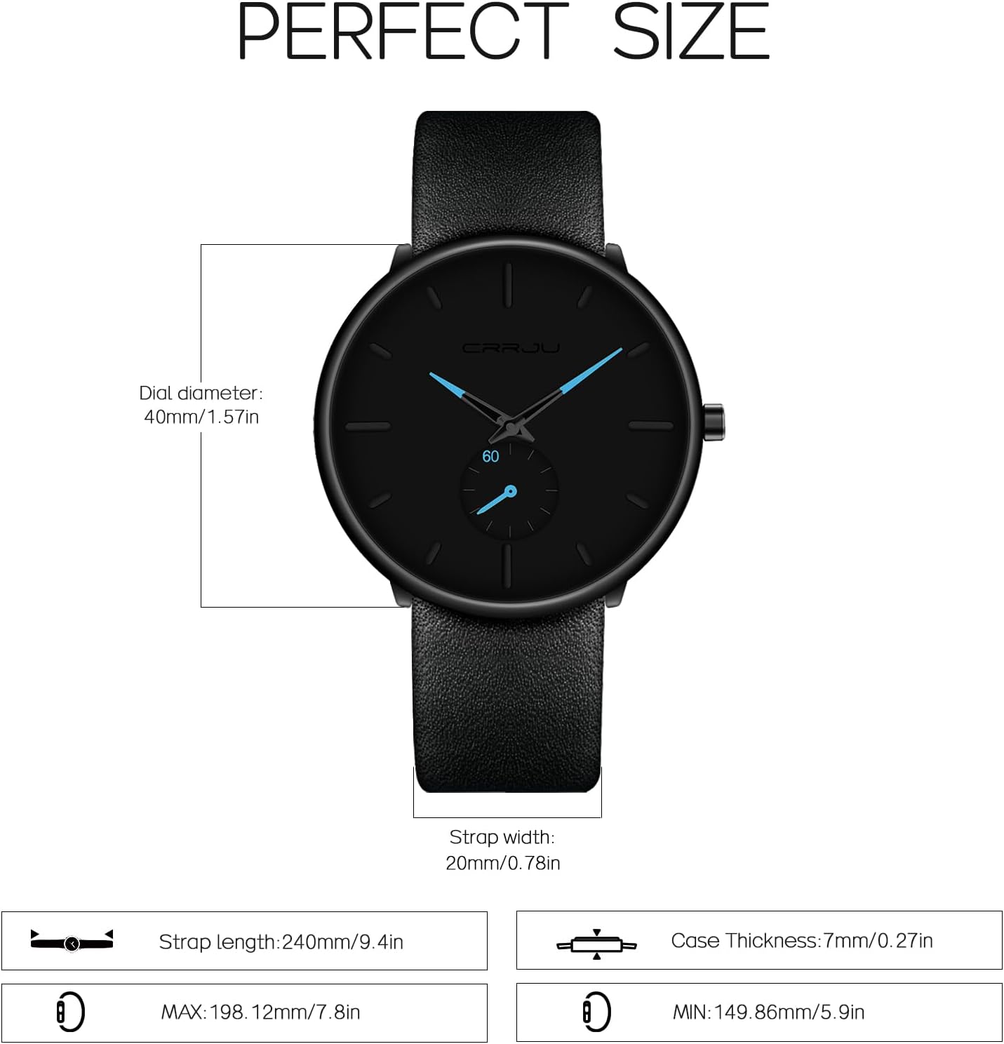 Mens Watches Ultra-Thin Minimalist Waterproof-Fashion Wrist Watch for Men Unisex Dress with Leather Band