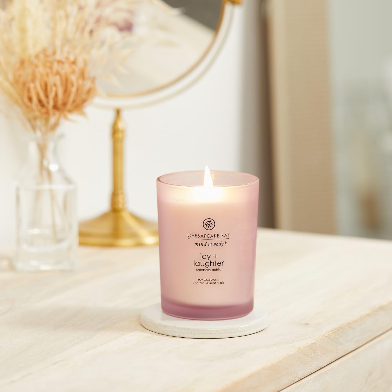 Chesapeake Bay Balance + Harmony Scented Candle Water Lily Pear Fragrance 50 Hours Burn Time Warm & Decorative Soy Wax Blend