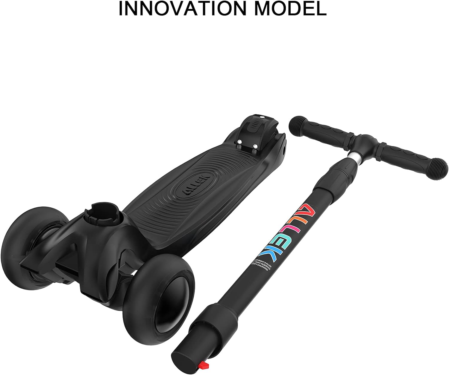 Allek Kick Scooter B03, Lean 'N Glide 3-Wheeled Push Scooter with Extra Wide PU Light-Up Wheels