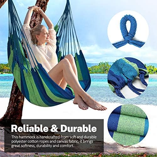 KPX Ourdoor Hanging Hammock Chair – Comfortable Tree Swing Chair Large Size 110X130cm（Without Pillows） - 330 Lbs Weight Capacity (Dark Gray)