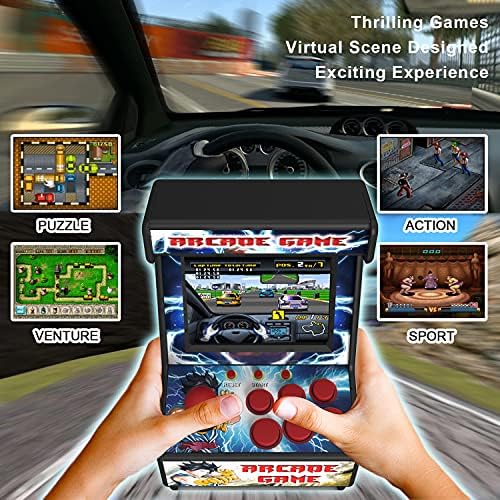 Mini Arcade Machine, Built in 156 Classic Retro Games, 2.8 Inch Screen | 156 Classic 16-Bit Video Games, Handheld Game Console, Rechargeable Battery, Support for TV Output, Birthday Present for kids