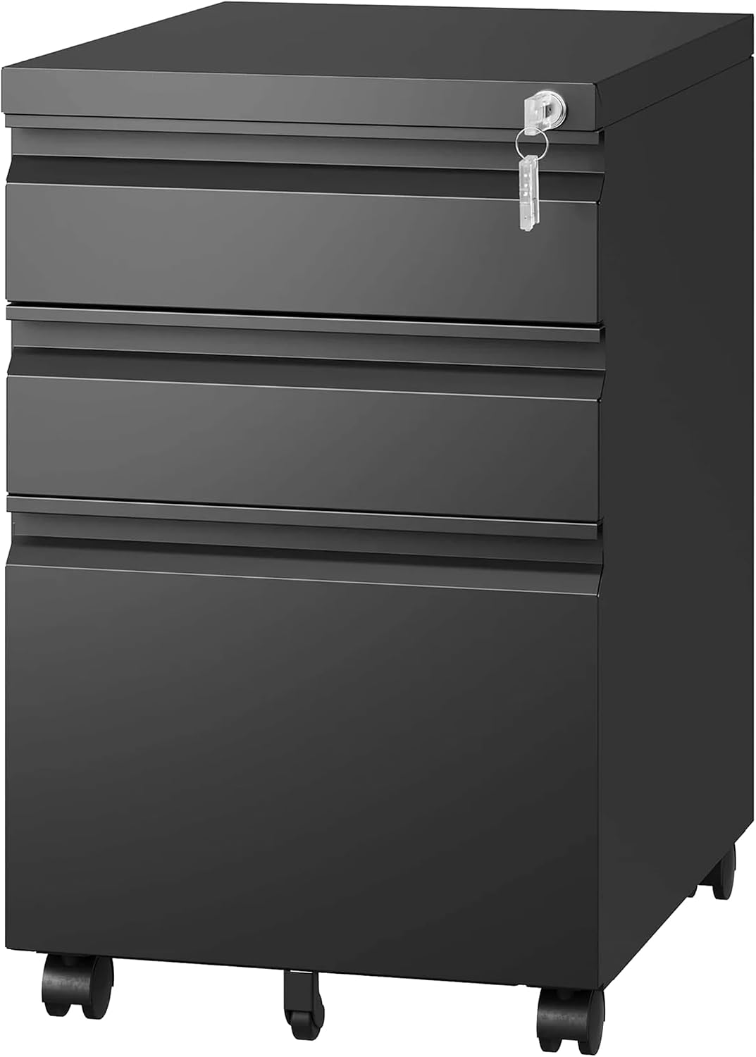 SIMPLI-Magic 3-Drawer Mobile File Cabinet with Lock - Under Desk Rolling Metal Filing Cabinet, Letter/Legal/A4, Fully Assembled, Home Office Organizer