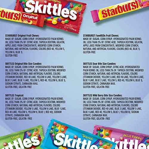 SKITTLES & STARBURST Assorted Candy Variety Pack Bulk Box 18 Count 37.05 oz | Everyday snacking, snack box, mix candy assortment bulk candy fruity candies bulk box for fundraising, snacking, road trips
