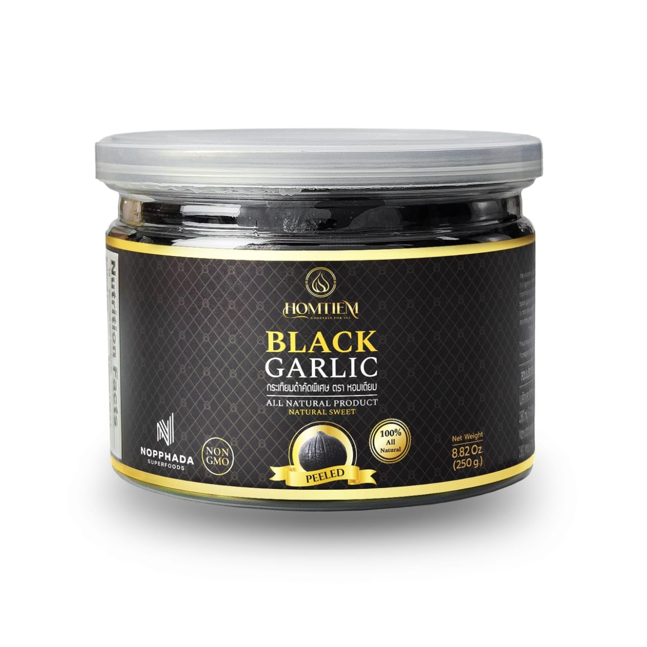 Homtiem Black Garlic Puree 150g. (Made from Solo Black Garlic 100%), Whole Black Garlic Fermented for 90 Days, Non-GMOs, High in Antioxidants