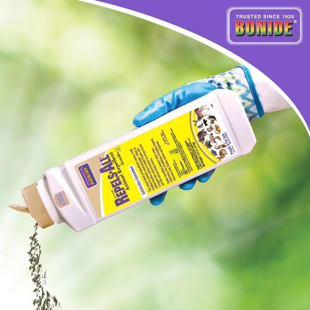 Bonide Repels-All Animal Repellent Granules, 6 lbs. | Ready-to-Use Deer & Rabbit Repellent, Deter Pests from Lawn & Garden