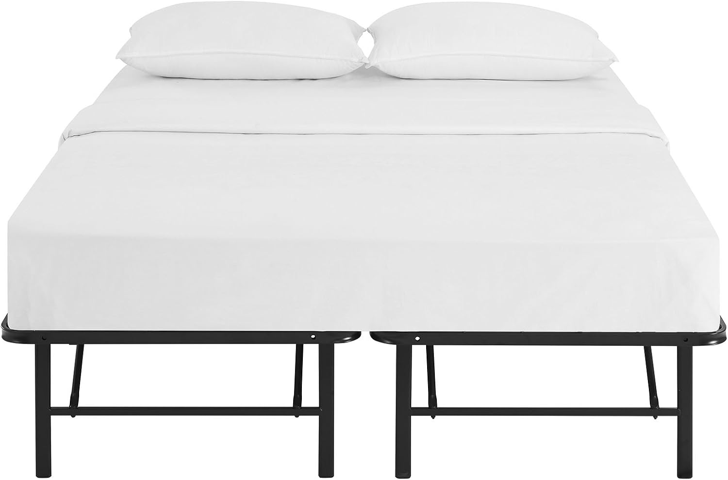 Modway Horizon Queen Bed Frame In Gray - Replaces Box Spring - Folding Metal Mattress Bed Frame