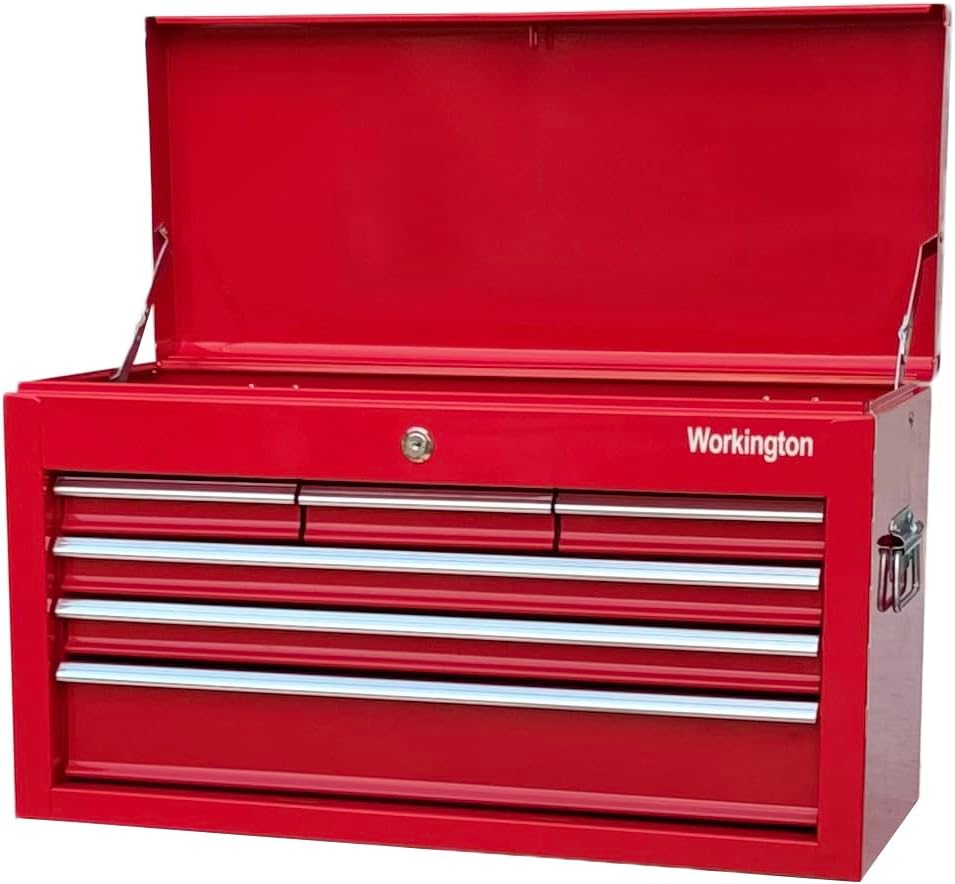 Workington Portable Metal Tool Chest with 6 Drawers, 24" 6-Drawer Tool Chest Cabinet with Ball Bearing Drawer Slides