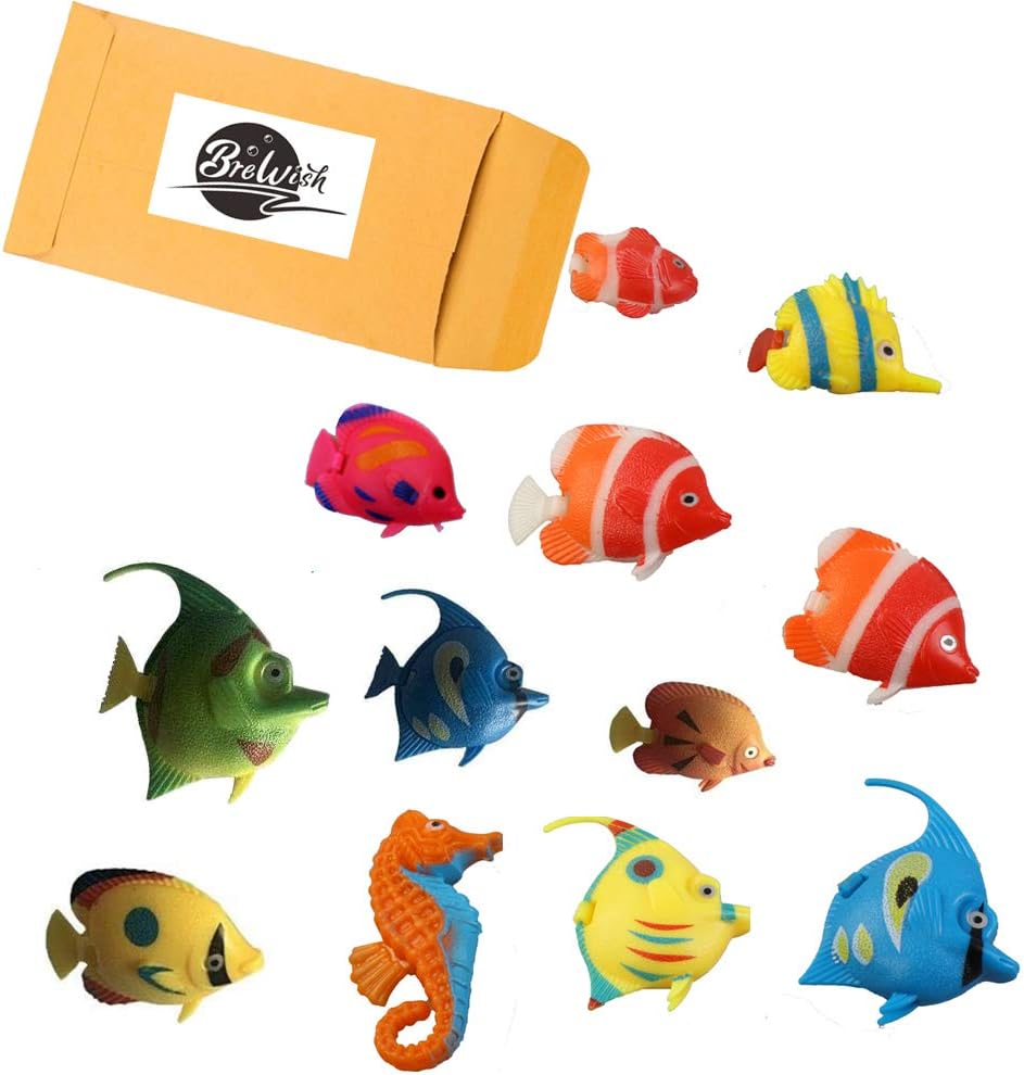Brewish Artificial Lifelike Plastic Fish for Aquarium Tank Decorations Ornaments | Random Pattern Moving Floating Fishes Toy for Swimming in Bubble