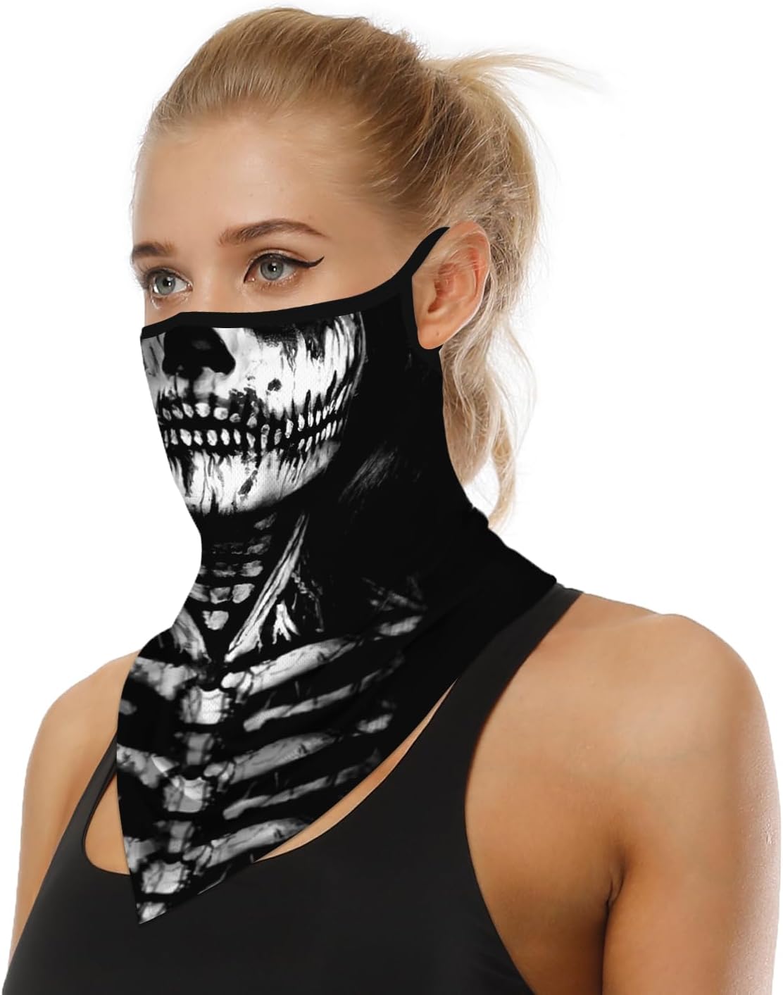 YAYOUREL Neck Gaiter Face Mask Bandanas for Men Women UV Face Scarf Cover Ear Loop Hole Facemask for Fishing Running Cycling