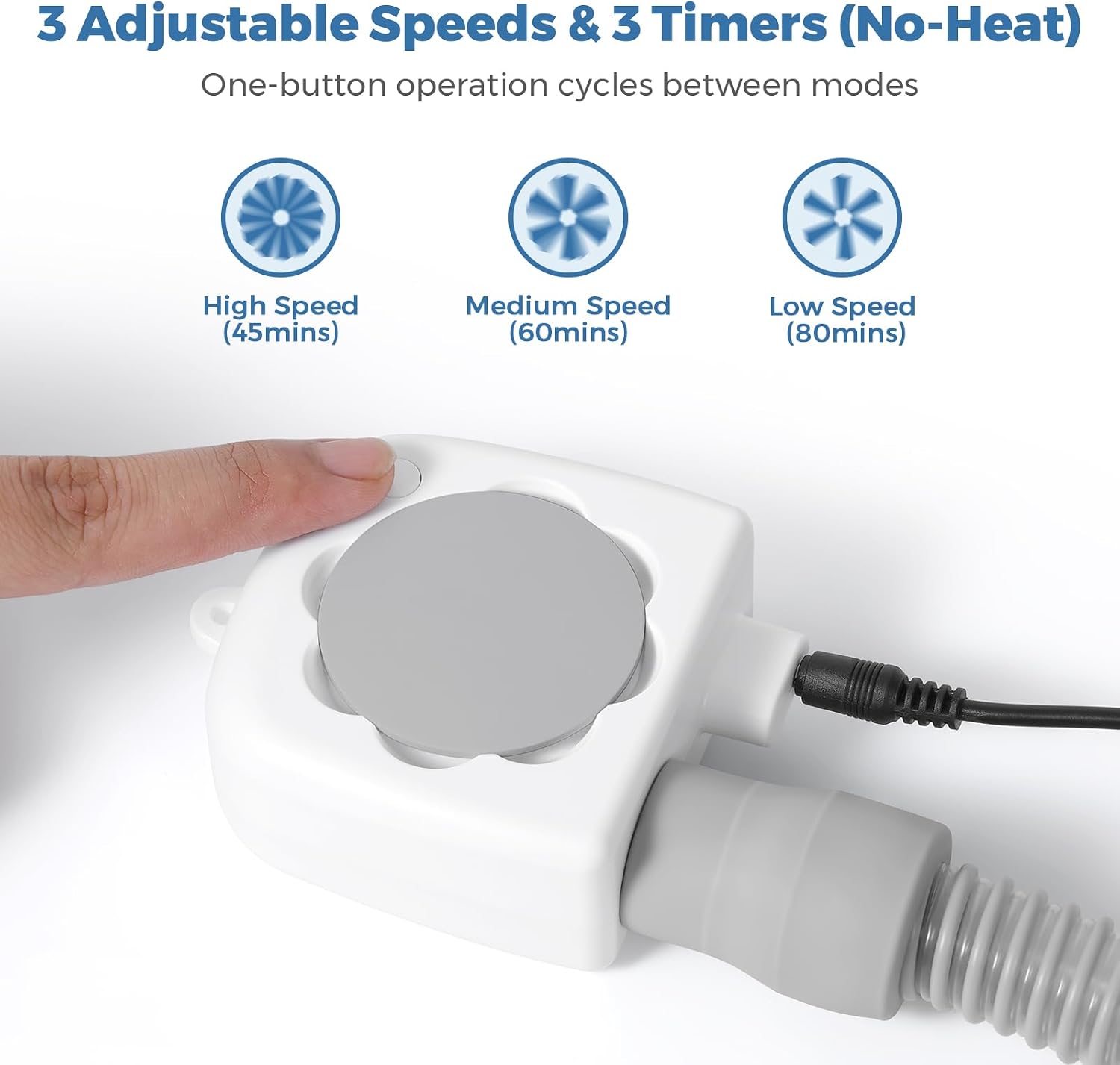 CPAP Hose Dryer, CPAP Tube Cleaner Blower Fan, Fast Drying CPAP Cleaning Kit for All Standard 22mm Diameter Tubing with High-Speed Airflow, 3 Speeds & 3 Timer (45/60/80 Minutes), 5V Adapter