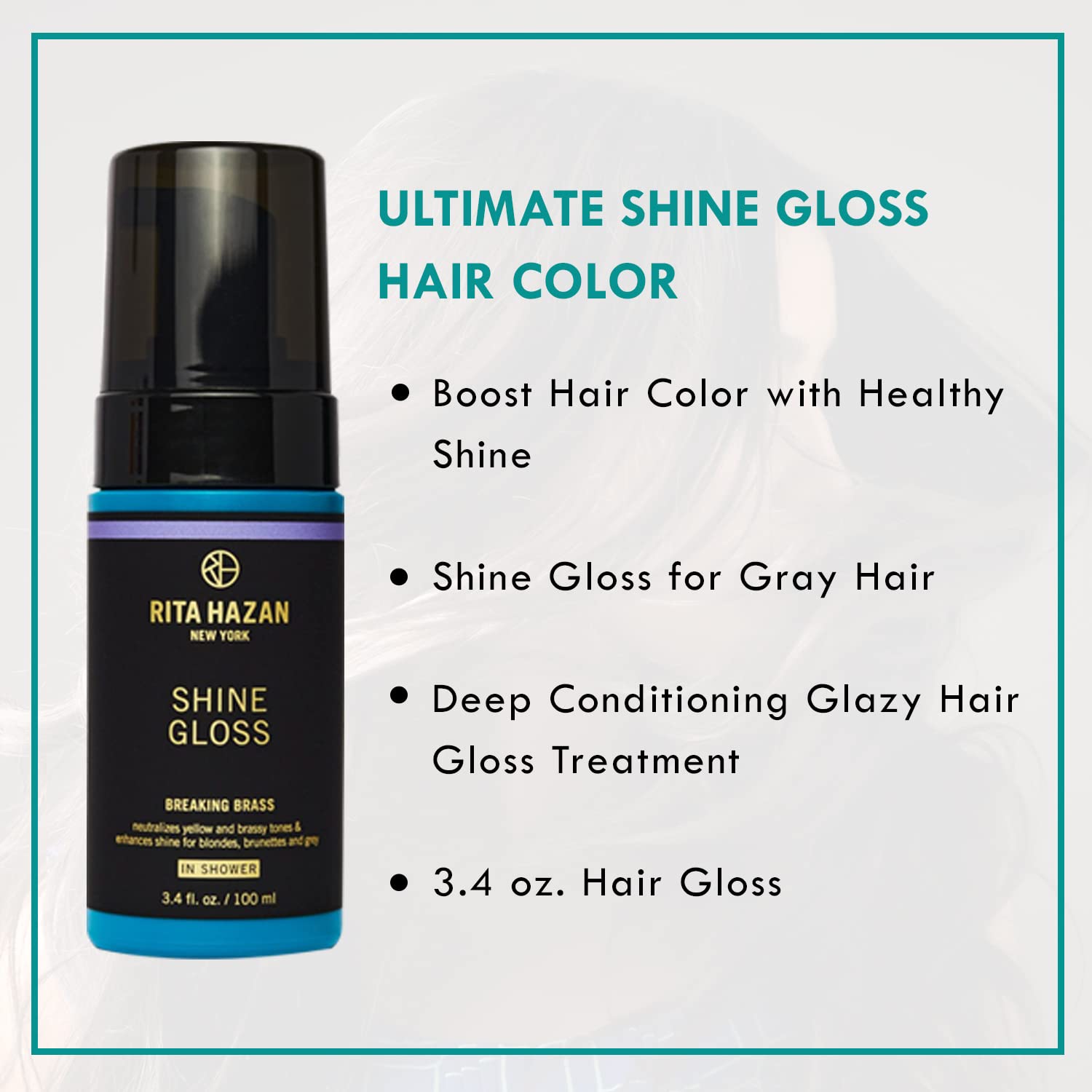Rita Hazan Ultimate True Color Shine Gloss - Boost Hair Color with Healthy Shine - Shine Gloss for Gray Hair - Deep Conditioning Glazy Hair Gloss Treatment - 3.4 oz. Hair Gloss