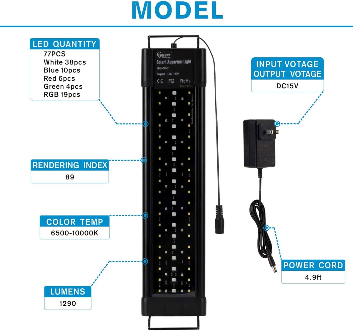 hygger Aquarium Programmable LED Light, for 30~36in Long Full Spectrum Plant Fish Tank Light with LCD Setting Display, 7 Colors