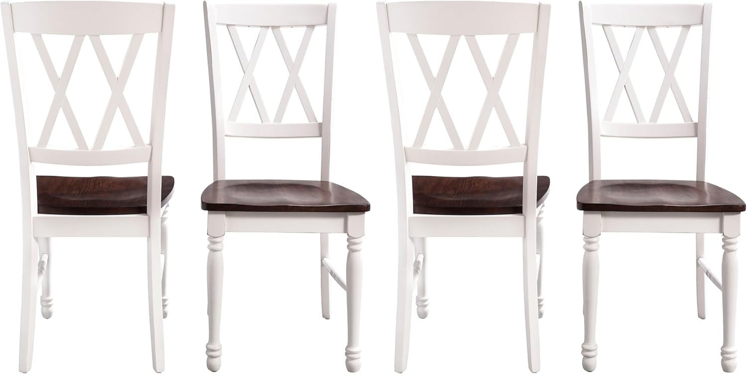Crosley Furniture Shelby Traditional Wood X-Back Dining Room Chairs Set of 2, Kitchen Chair, Distressed White