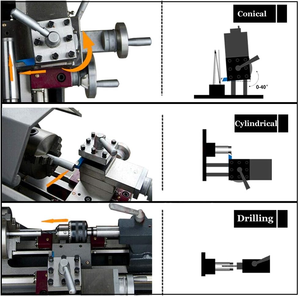 TECHTONGDA Metal Lathe Mini Precision Bench Lathe Inch Thread 600W Brushless Motor DIY Turning Machine DIY Mini Lathe