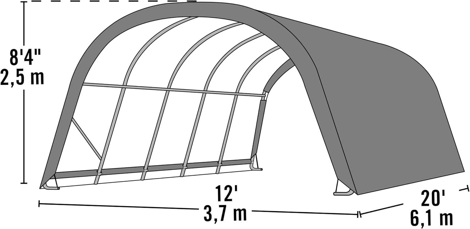 ShelterLogic 20 x 12 x 8 ft Green Ag. Run-in Shelter