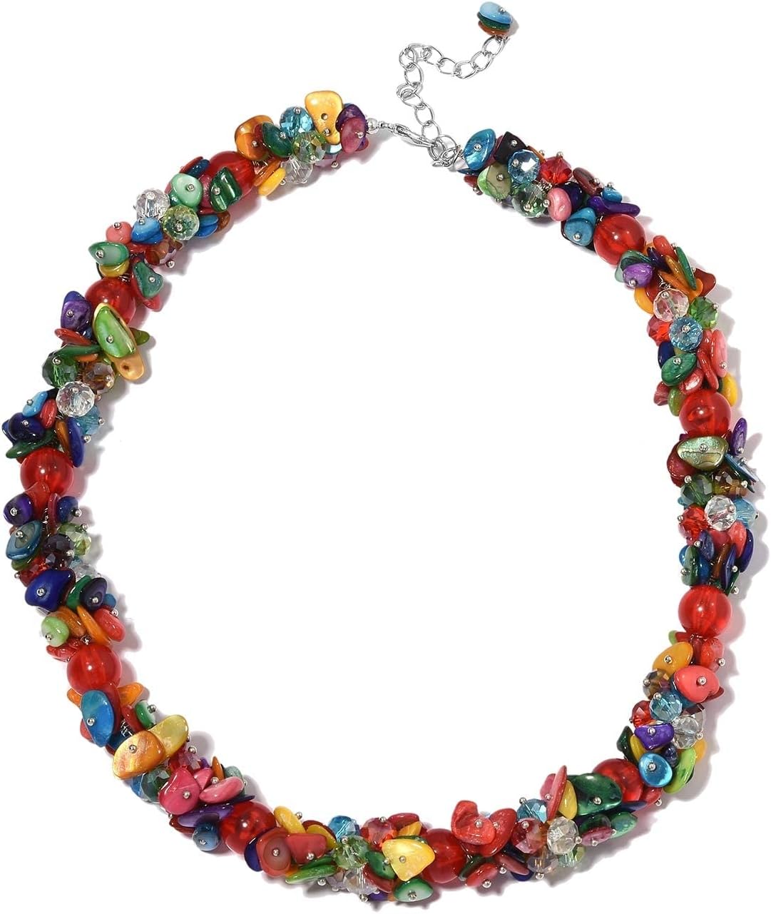 Shop LC Red & Multi Color Shell Cubic Zirconia CZ Bead Strand Beaded Necklace Fashion Delicate Gifts for Women Jewelry