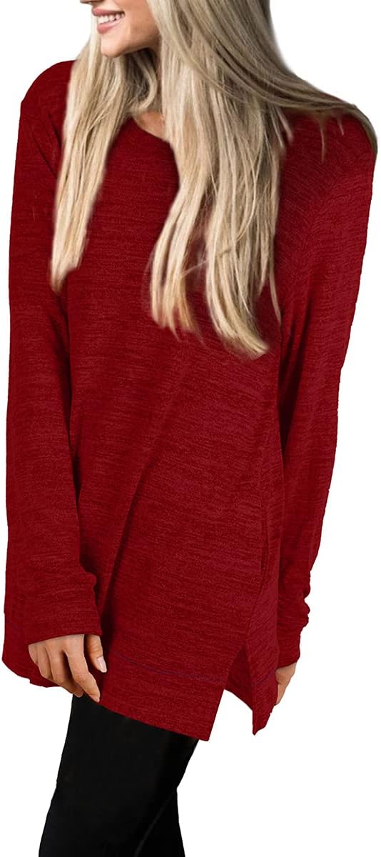 XIEERDUO Womens Casual Sweatshirts Long Sleeve Shirts Oversized With Pocket Tunic Tops S-3XL
