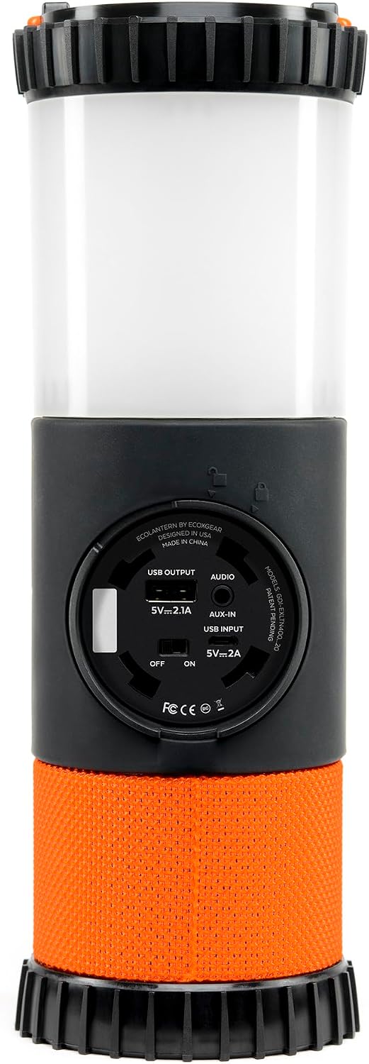 ECOXGEAR EcoLantern: Indoor/Outdoor Portable Bluetooth Speaker, 88dB Loud, IP67 Waterproof, with 360 Degree Sound and Party Lights