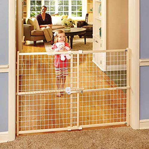 Toddleroo by North States - Quick-Fit Extra-Wide Wire Mesh Wooden Baby Gate: Pressure Mounted Baby Gate for Doorways - Adjustable 29.5 to 50 Inches