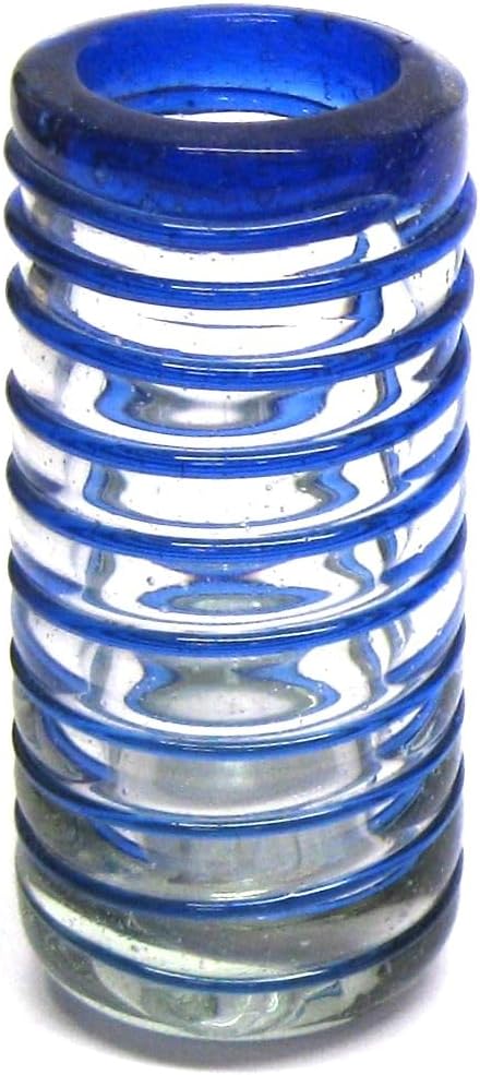 Cobalt Blue Spiral 14 oz Drinking Glasses (set of 6), Recycled Glass, Lead-free, Toxin-Free (Drinking)