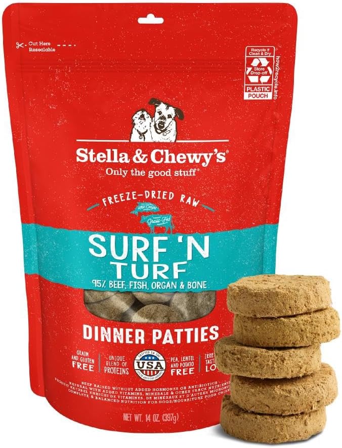 Stella & Chewy’s Freeze Dried Raw Dinner Patties – Grain Free Dog Food, Protein Rich Stella’s Super Beef Recipe – 5.5 oz