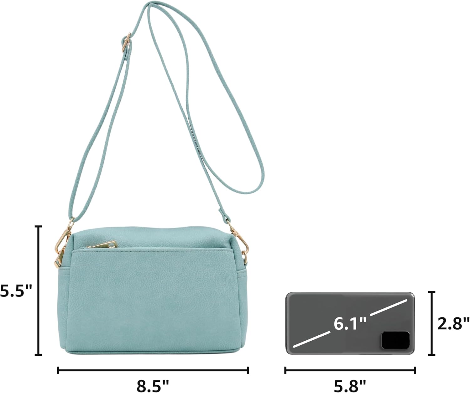 Triple Zip Small Crossbody Bag