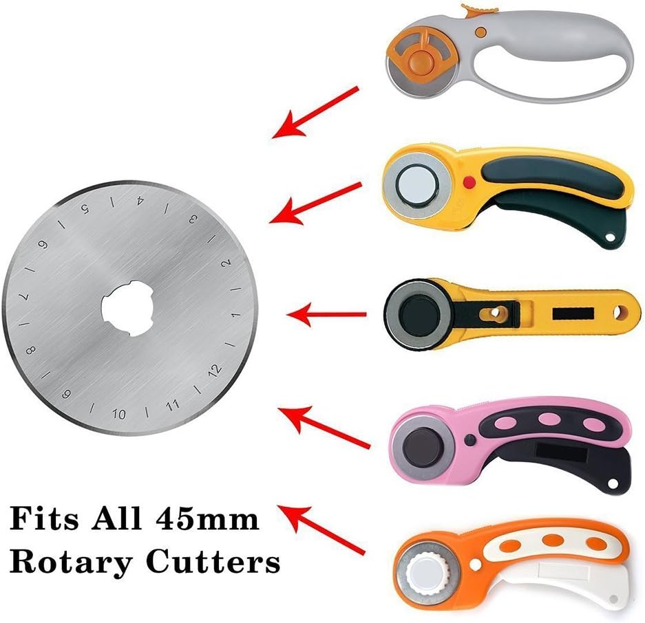 18mm Rotary Cutter Blades 10 Pack, Fits OLFA Rotary Circle Cutter Replacement for Quilting Scrapbooking Sewing Arts&Crafts, Sharp and Durable (18MM)