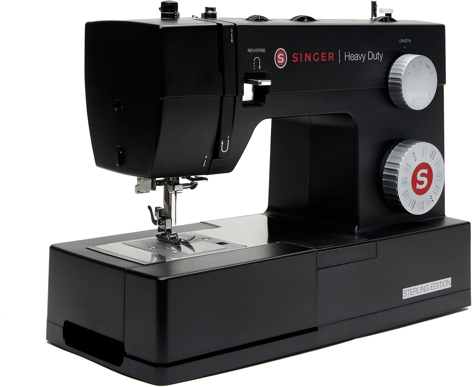 SINGER® 4432 (Grey) High Speed Heavy Duty Sewing Machine + Accessory Kit | 32 stitches deliver 110 applications, 50% more power for thick fabrics, 1100 per minute capacity, 1-step buttonhole design