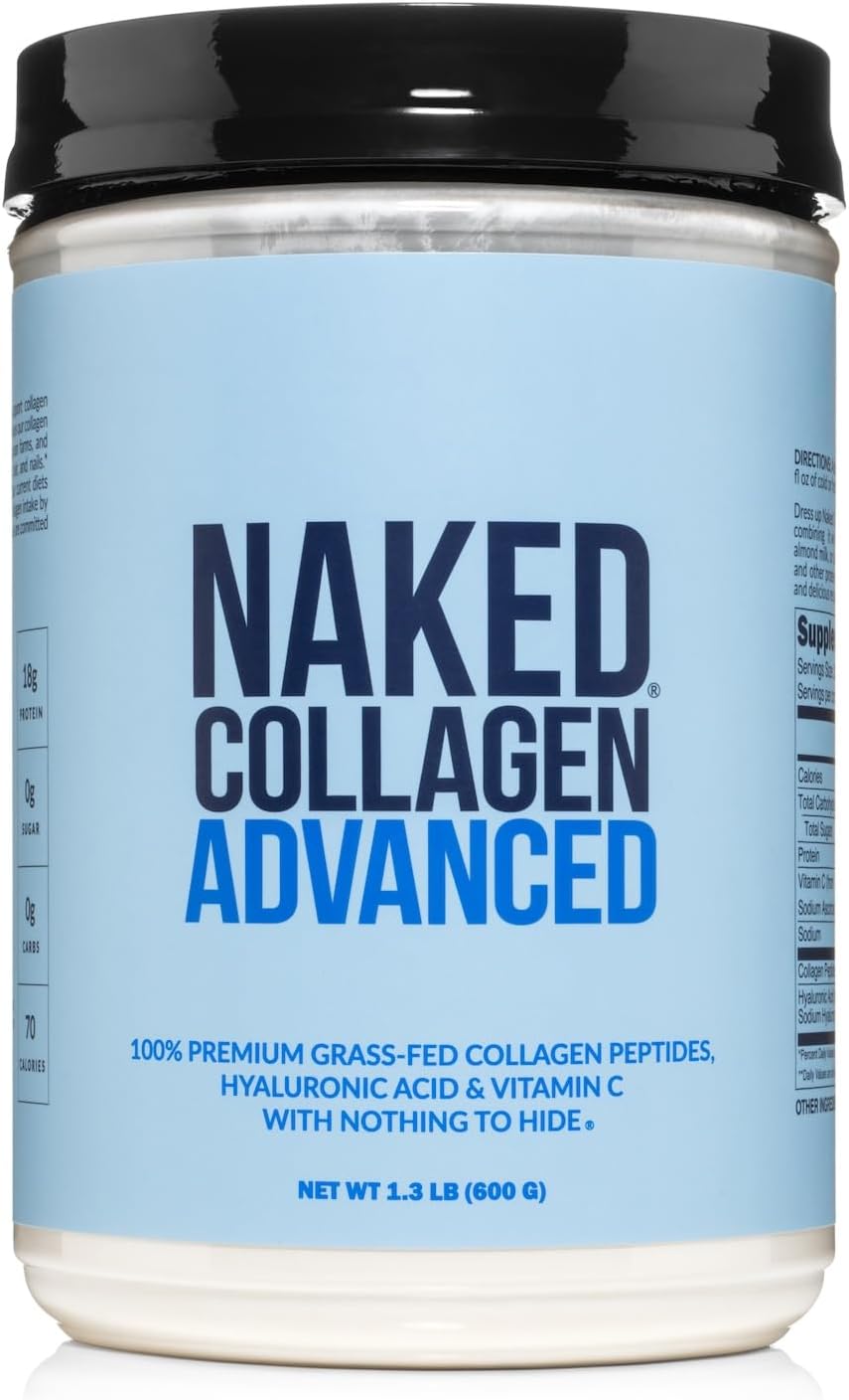 NAKED Collagen Peptides Protein Powder, 60 Servings, Pasture-Raised, Unflavored Grass-Fed Hydrolyzed Collagen Supplement, NSF Certified, Paleo Friendly, Non-GMO, Keto, Gluten Free, 20oz