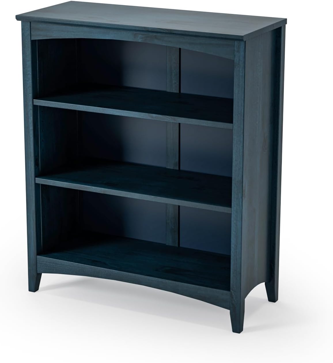 Shaker Style 3 Shelf Bookcase / Solid Wood / 36" High / Adjustable Shelving / Closed Back / Display Bookshelf for Living Room, Bedroom, Home and Office, White