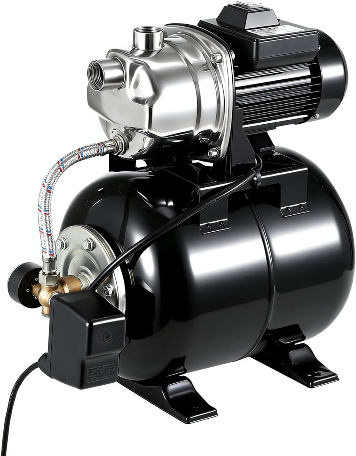 1HP Shallow Well Pump Tank Garden Water Pump Booster System, Pressurized Farm Irrigation, Automatic Water Booster Jet Pump or Home, Farm, Garden Irrigation & Water Transfer, Blue