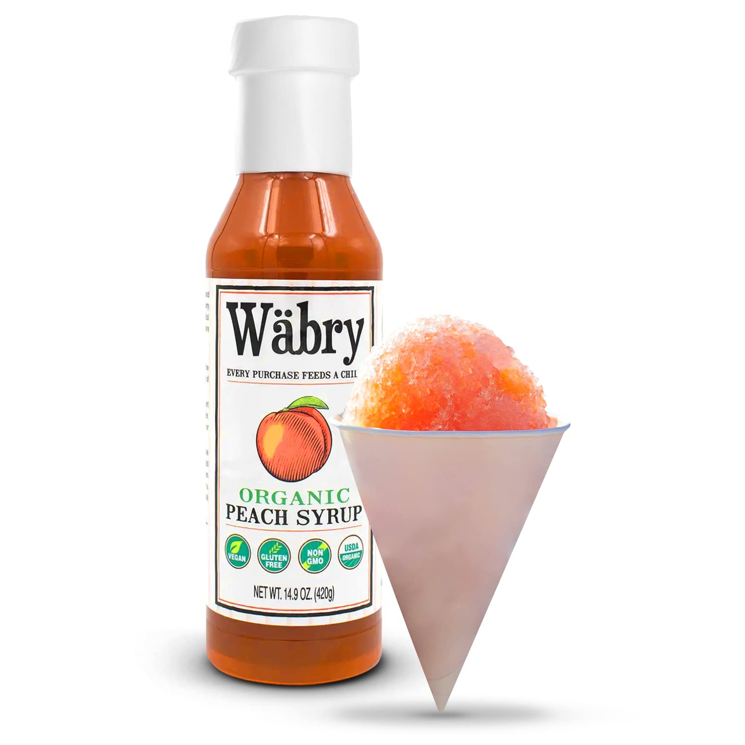 Wäbry Blueberry Syrup – 14.9oz (420g), Natural Fruit Flavor Organic Snow Cone Syrup for Drizzling on Shaved Ice, Waffles, Ice Cream & Lattes, Non-GMO, Dye-Free Vegan Syrups, 12 Servings Per Bottle