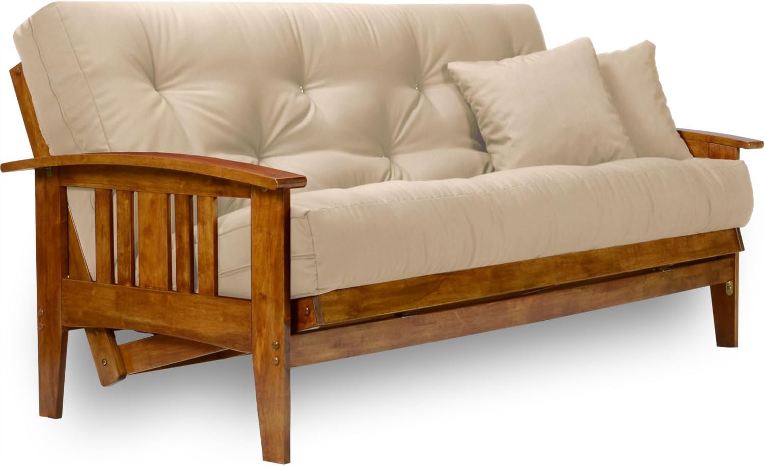Westfield Futon Set - Queen Size, Frame, 8" Mattress, Twill Ivory Cover