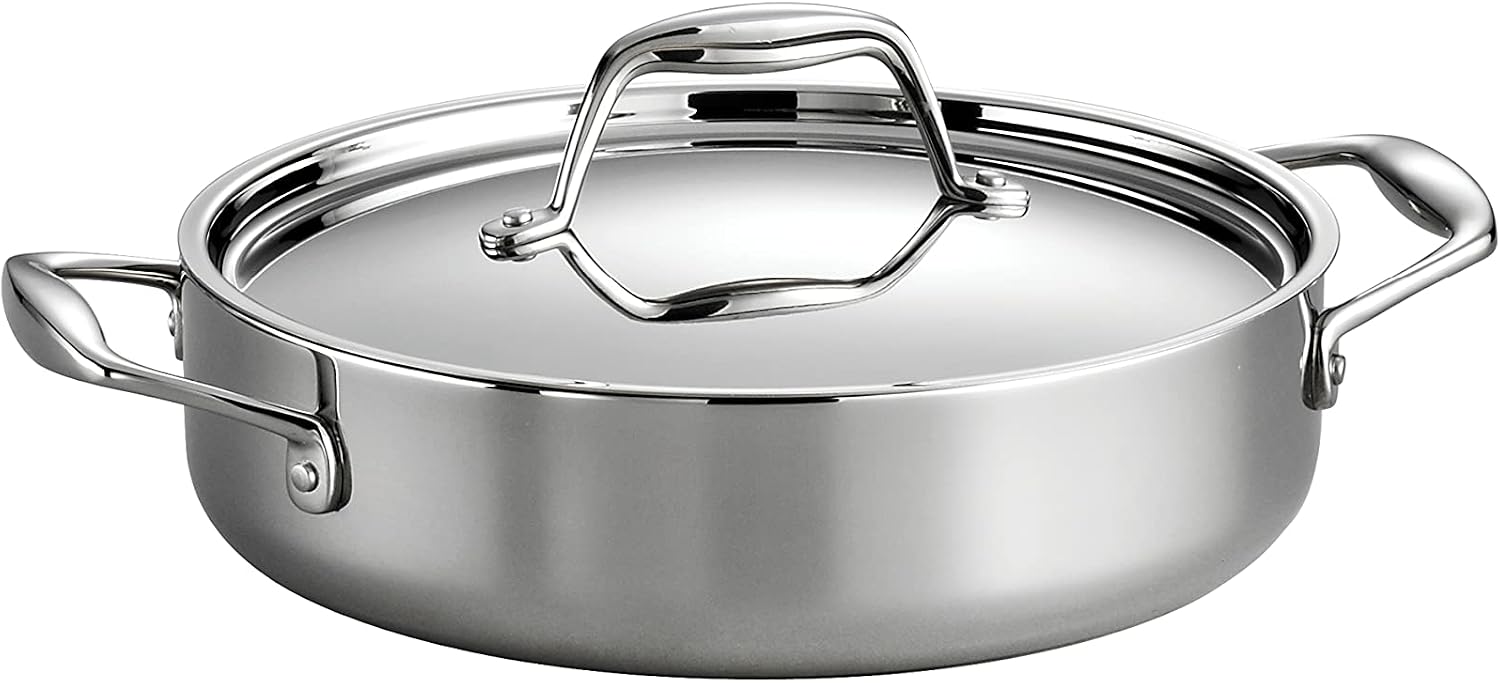 Tramontina Signature Tri-Ply Clad Stainless Steel 12-Inch Large Frying Pan | Induction-Ready Skillet, Dishwasher-Safe, NSF-Certified